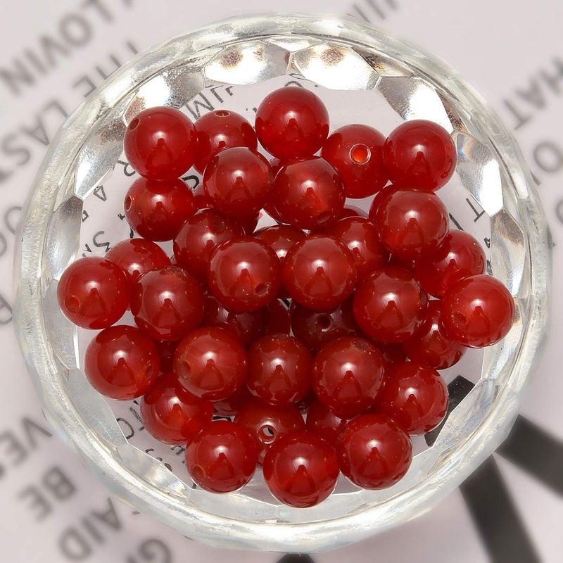 NCB 200PCS 8mm Gorgeous Natural Carnelian Gemstone Smooth Round Loose Beads for Jewelry Making (Carnelian, 8mm 200Beads) - Image 2